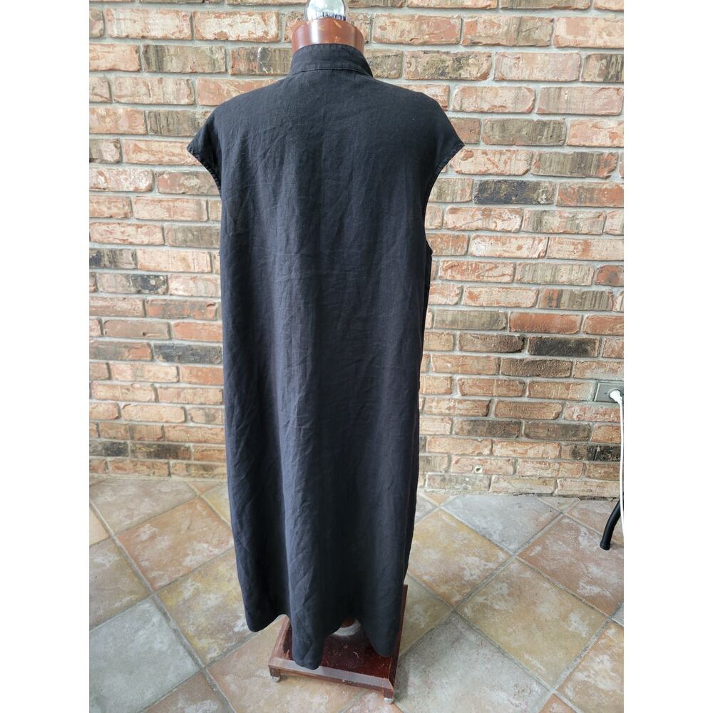 Bryn Walker Black Linen Button Front Maxi Shirt Dress Quiet Luxury Lagenlook XL - Picture 5 of 6